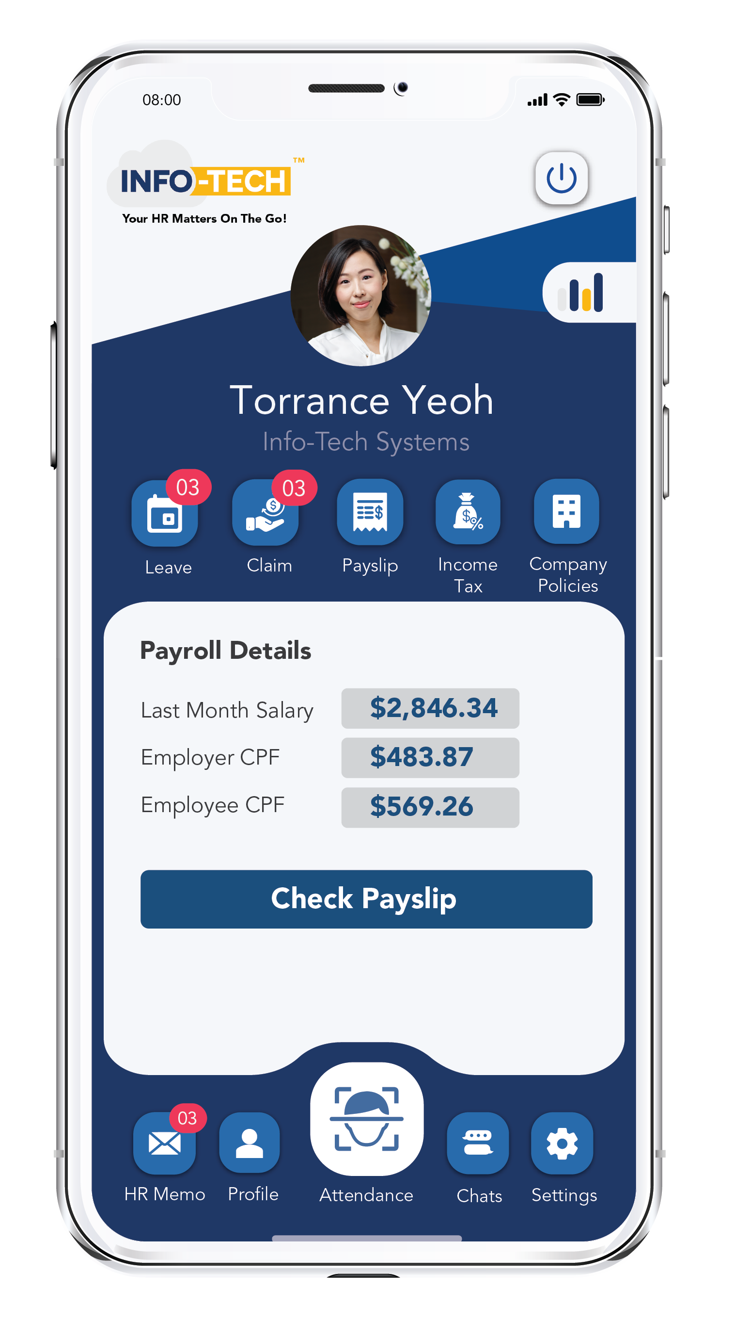 screenshot of Info-Tech HRMS